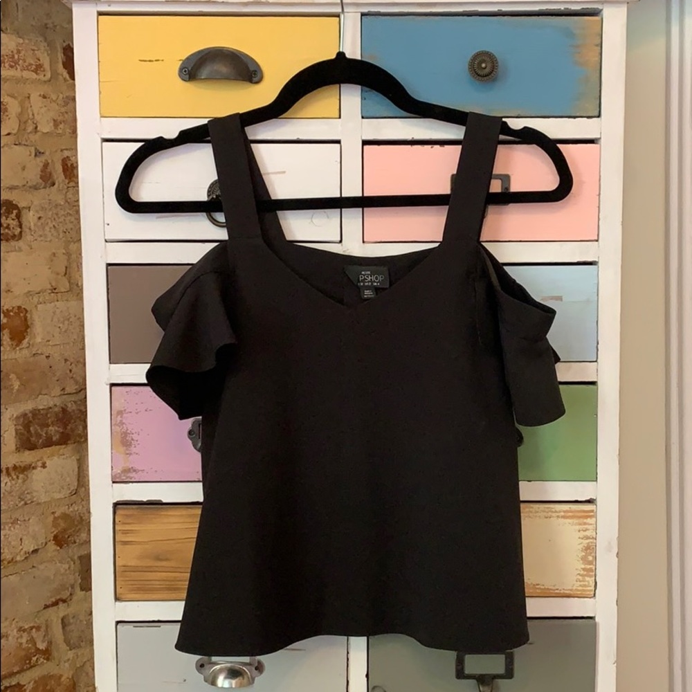 Topshop Off The Shoulder Ruffle Sleeve Top